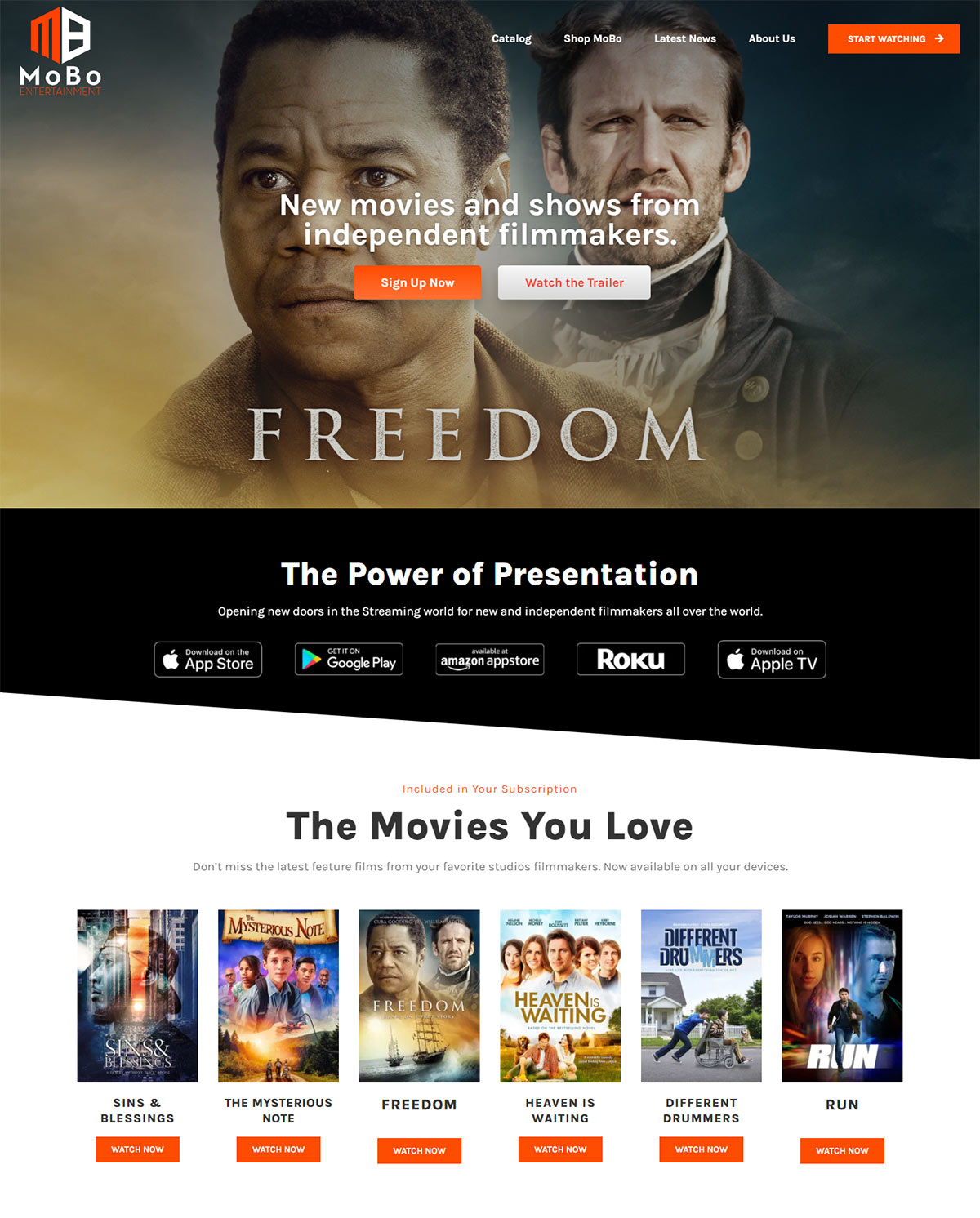 Homepage of new MoBo Entertainment website