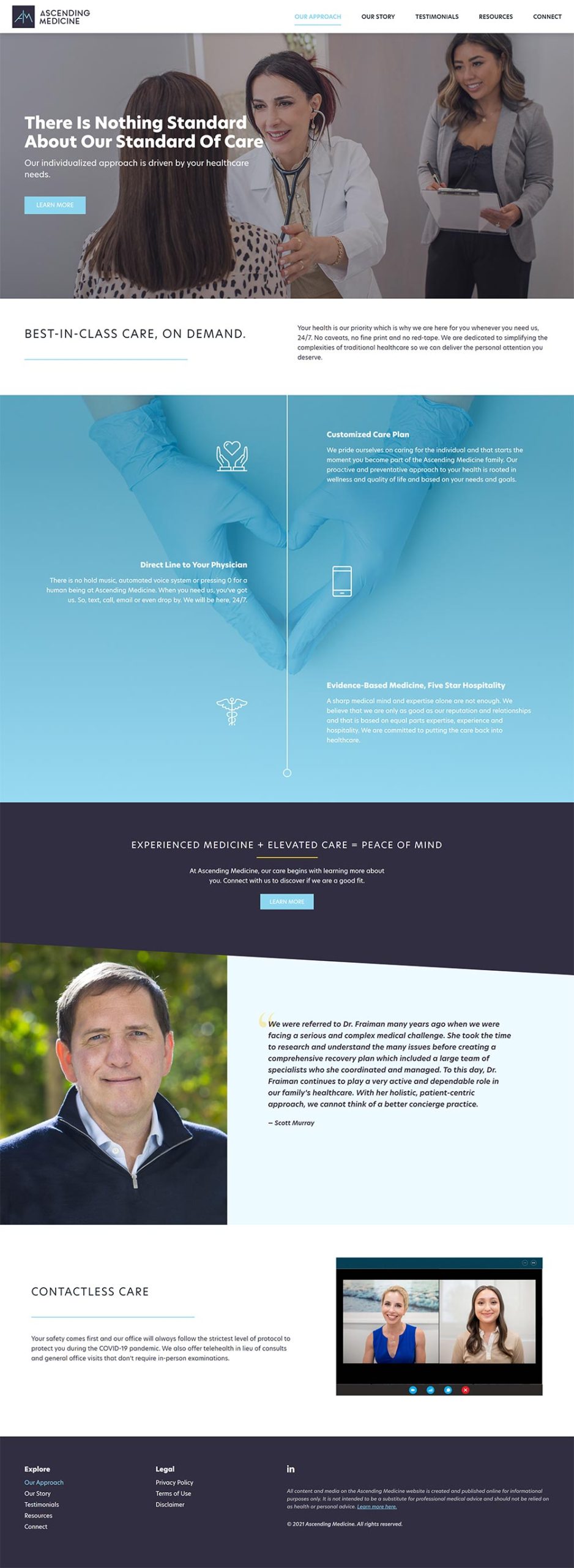 Ascending Medicine "Our Approach" web page designed by Chimento Agency