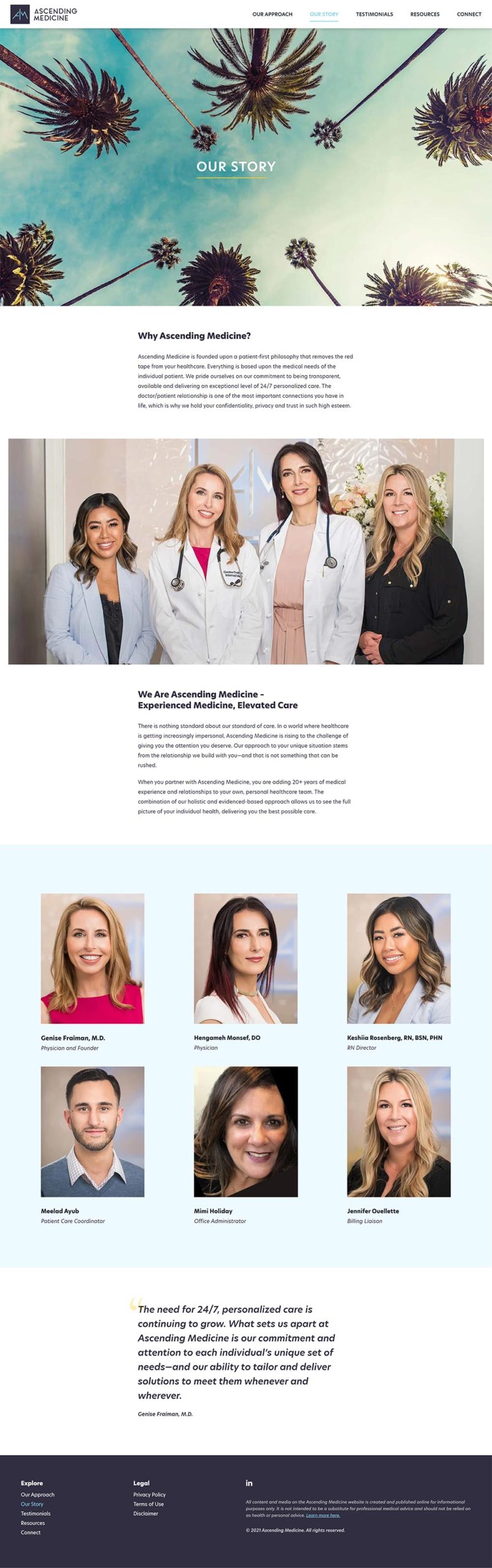 Ascending Medicine's "About Us" page on the official practice website