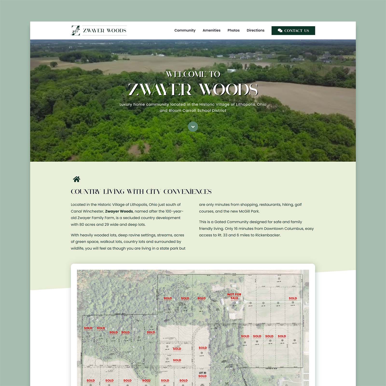 Homepage for Zwayer Woods new development community in Central Ohio