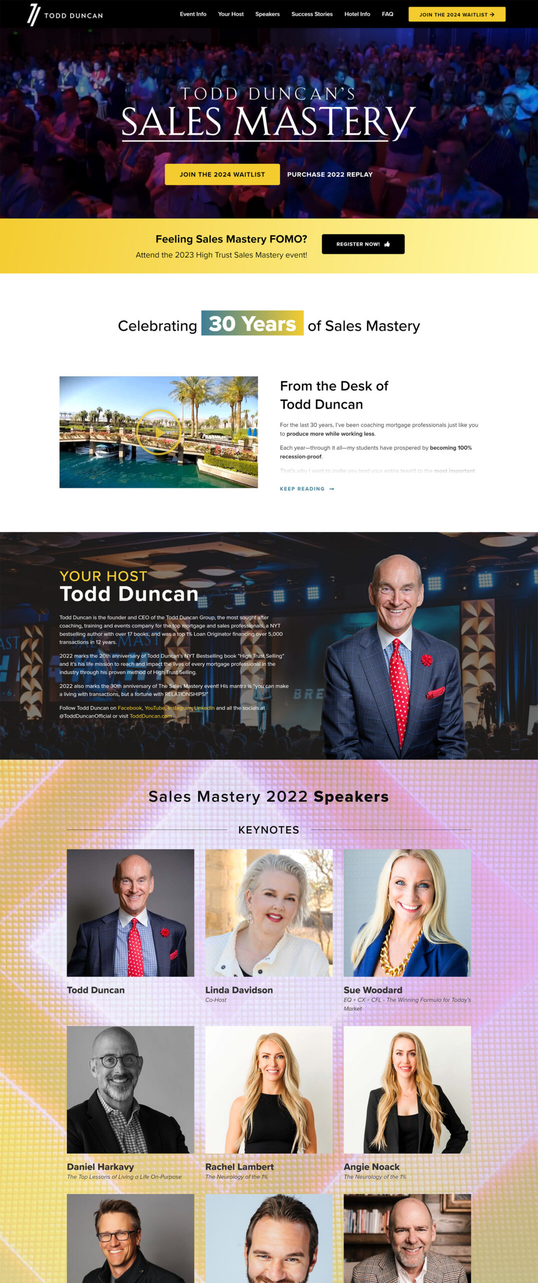 Sales Mastery 30th Anniversary webpage screenshot #1