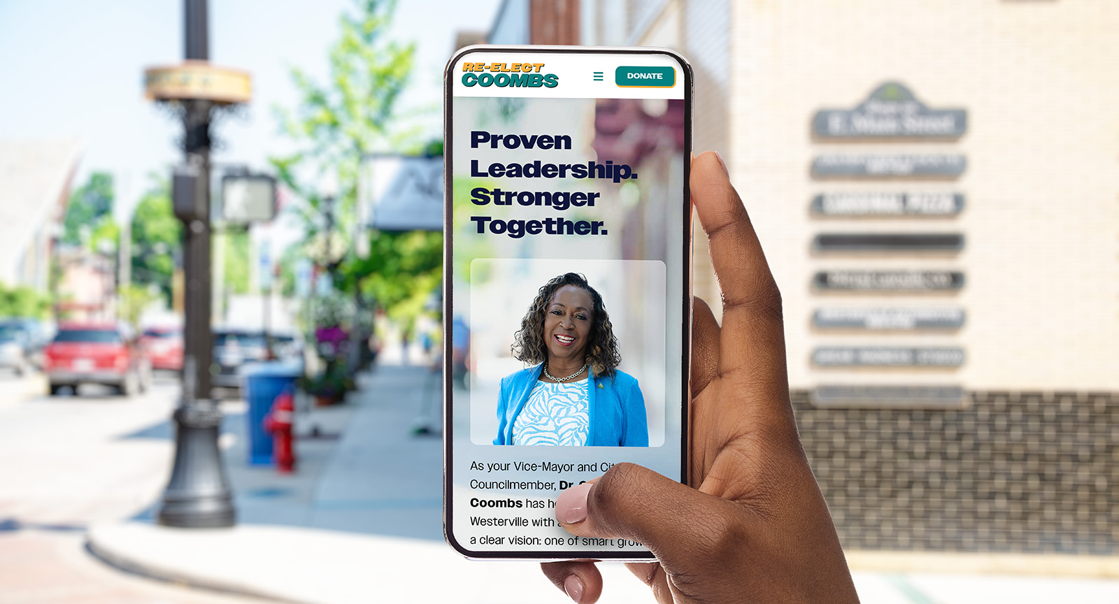 Re-Elect Coombs Westerville political campaign branding and collateral overview by Chimento Agency