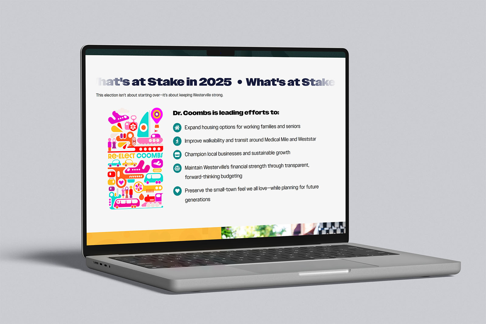 Re-Elect Coombs about the candidate screenshot