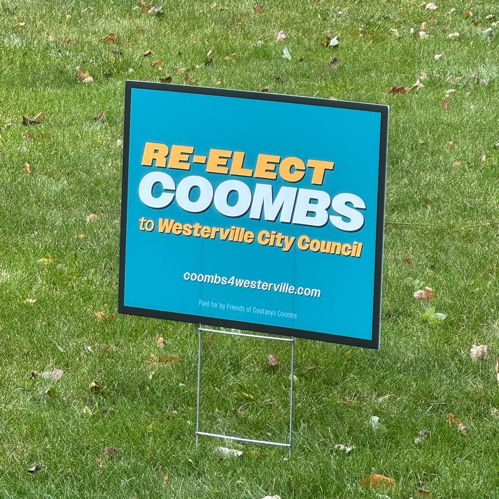 Re-Elect Coombs yard sign design